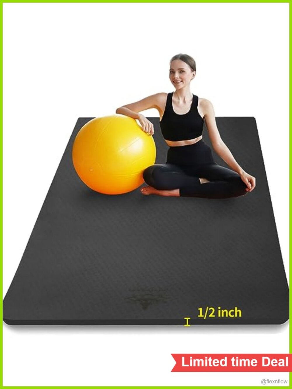 Extra Large 1/2" Thick TPE Non-Slip Yoga Mat for Pilates Home Gym